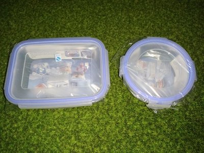 2件Luminarc樂美雅 可微波強化玻璃密封保鮮盒820＋420ml餐具 便當盒
