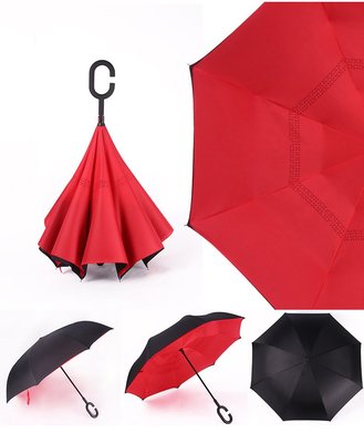 C型免持反向傘 反向雨傘 遮陽傘 晴雨兩用 雨具 防曬 C型傘 免持傘 隨機色出貨【CocoLife】
