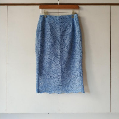 【米倉】二手專櫃女裝 日本GU藍色蕾絲窄裙包裙 半身裙 過膝裙 Uniqlo優衣庫辦公室上班族 OL
