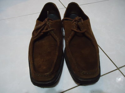 MORESCHI 義大利製麂皮深咖啡色皮底綁帶皮鞋,尺寸7.5,鞋底已經加止滑墊,鞋內長27.4cm,少穿出清大降價