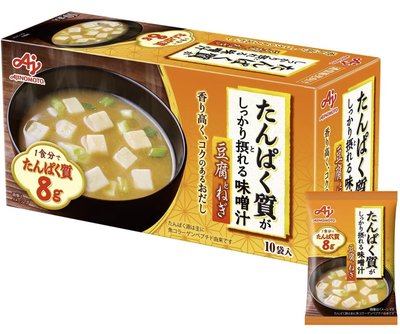 《FOS》日本製 味之素 味增湯 豆腐蔥花 10食入 即時湯 沖泡熱湯 開胃 熱飲 生理期 保暖 暖心 消夜 露營 熱銷