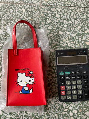 全新～寶島眼鏡Hello Kitty 提袋 紅色附揹帶鏈