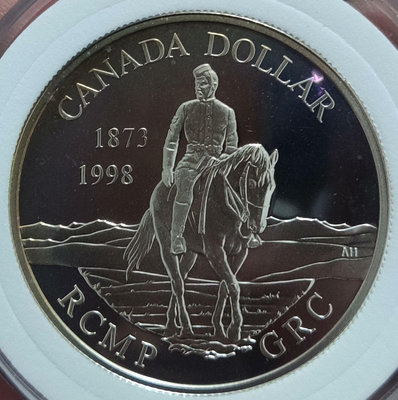 加拿大1998年騎警周年125周年1加元精制銀幣。重25.1【店主收藏】25243