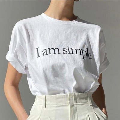 新品 韓國時尚氣質簡約圓領撞色字母印花T恤上衣