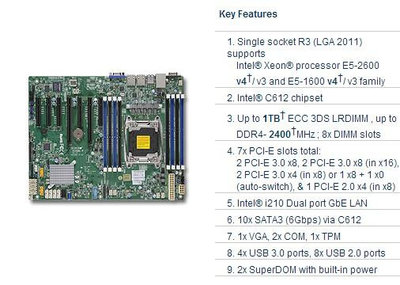 超微 SUPERMICRO X10SRL-F 主板 C612 2011-V3 單路 伺服器 主板