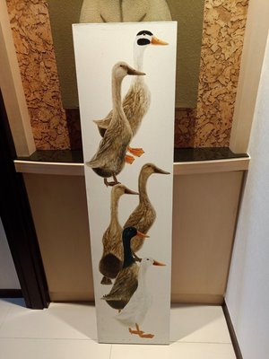 巴里島烏布直購鴨子手工畫，140x35公分，絕對真品，畫家名Tilem, 於2016年畫此作