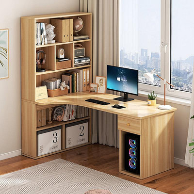 書桌書架一體電腦臺式桌家用臥室簡易書桌學習寫字桌轉角桌子