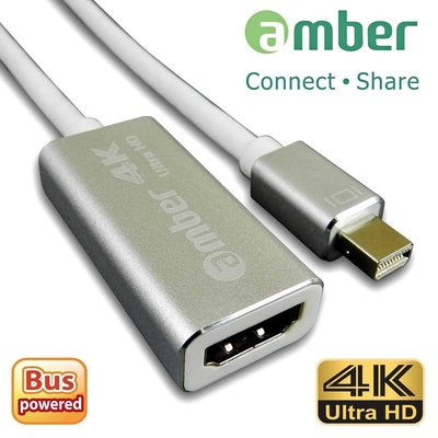 【免運費】amner mini DisplayPort（mini DP/Thunderbolt）轉4K HDMI轉接器