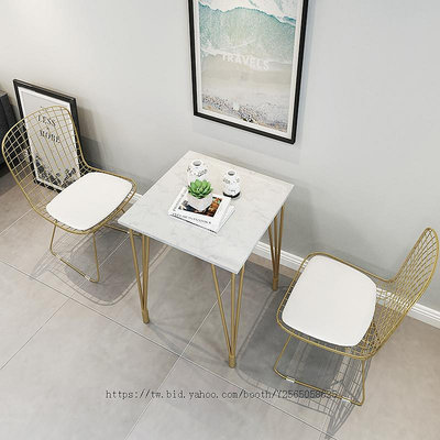 北歐新款網紅椅北歐大理石餐桌簡約咖啡廳奶茶店桌椅組合甜品店現代休閑網紅桌子