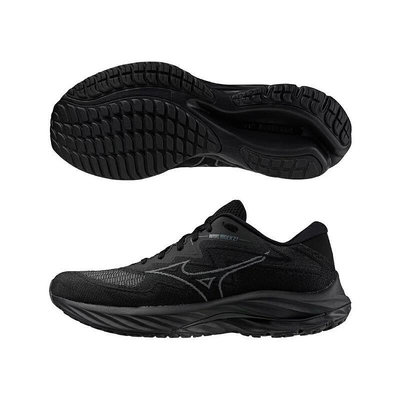 美津濃 MIZUNO WAVE RIDER 27 一般型 超寬楦 慢跑鞋 J1GC237652 全黑 工作鞋 勤務鞋