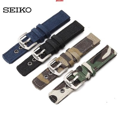 森尼3C-SEIKO 精工手錶帶5號機械錶帆布手錶配件男表SNK803 807 805 18mmJ3-品質保證