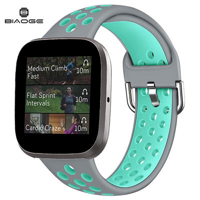 手錶帶 Fitbit Versa手表 Versa Lite/versa 2雙色硅膠TPU透氣表扣式表帶