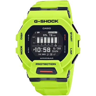 【金台鐘錶】CASIO卡西歐 G-SHOCK 藍牙連結智慧型手機 計步運動錶 (黑x萊姆綠) GBD-200-9