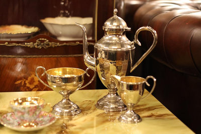 法國鍍銀內鍍金咖啡壺套組『一組3件 咖啡壺/糖罐/牛奶壺』#124004