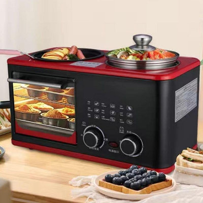 【熱賣精選】小霸王多功能電烤箱家用四合一多士爐烤面包機三明治機網紅早餐機