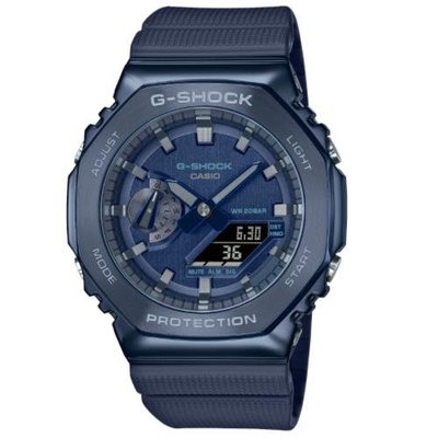 CASIO卡西歐 G-SHOCK 深海藍 金屬錶殼 八角型錶殼 GM-2100N-2A_44.4mm