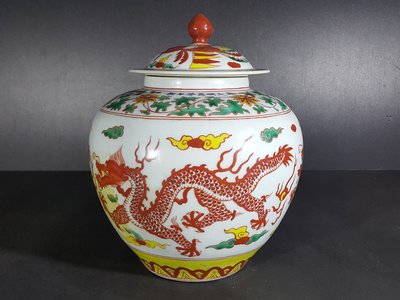 [銀九藝] 陶瓷瓷器 大明萬曆年製 龍鳳罐