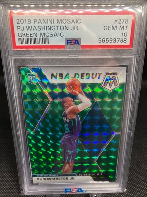 NBA 2019 Pj Washington Jr. Green Mosaic #278 RC PSA 10滿分新人鑑定卡