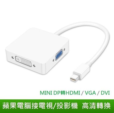 【世明國際】Mini DP轉 HDMI、VGA、DVI三合一轉接器 轉接線 Mini Displayport 轉接頭