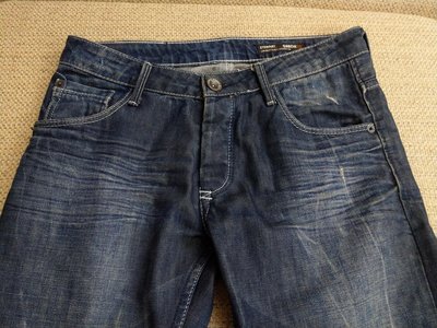義大利品牌 Garcia 深藍色修身刷色牛仔褲 小直筒低腰牛仔褲 32