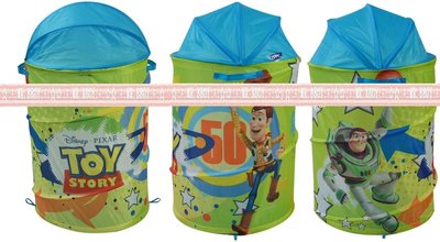 ☆:+:MR.BBOY:+:☆ 迪士尼 玩具總動員toy story 攜帶式玩具折疊收納桶 儲物桶藍 玩具箱 衣物籃