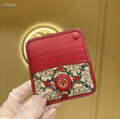 ╭☆包媽子店☆Tory Burch T Monogram Leather Card Case 卡包/零錢包(玫瑰花)