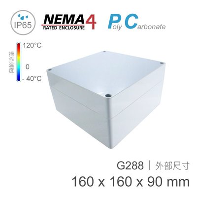 【堃邑Oget】Gainta G288 160 x 160 x 90mm 萬用型 IP65 防塵防水 PC 塑膠盒