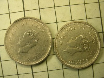 AX932 英屬印度1942.1945年 喬治六世 1盧比 銀幣