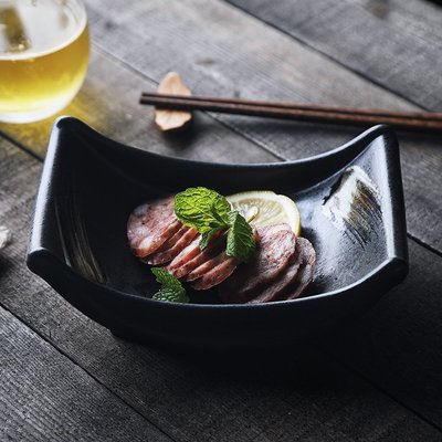 “正品”創意日式陶瓷船盤長盤壽司刺身點心盤餐廳家用復古特色酒店盤子