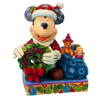 Disney Enesco迪士尼仿木雕模型-聖誕節米奇聖誕老公公