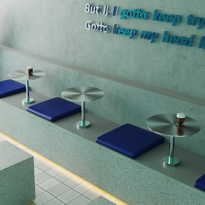 簡約現代咖啡廳不銹鋼壁裝小圓桌工業風店創意圓形金屬掛壁桌-雙喜生活館