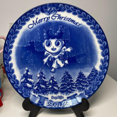 日本中古sugakiya卡通圣誕盤子陶瓷賞盤裝飾盤2002年