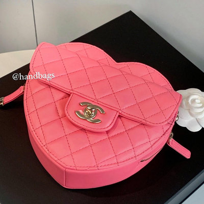 【翰貝格名牌館】全新真品 CHANEL 絕版 粉色 菱格紋 愛心包 大號 AP3197