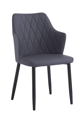 【生活家傢俱】JF-476-10：深灰皮鐵腳餐椅【台中家具】洽談椅 商業空間 造型椅 皮餐椅 書桌椅 PU皮+鐵腳