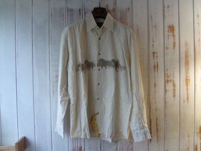 Marlboro Classics  MCS萬寶路經典原廠早期絕版義大利製稀有圖騰長袖白色純棉襯衫M號(1180)