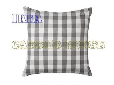 ╭☆凱斯小舖☆╮【IKEA】SMÅNATE全新熱賣灰色/白色格紋抱枕套 (不含抱枕心) 50*50 抱枕套