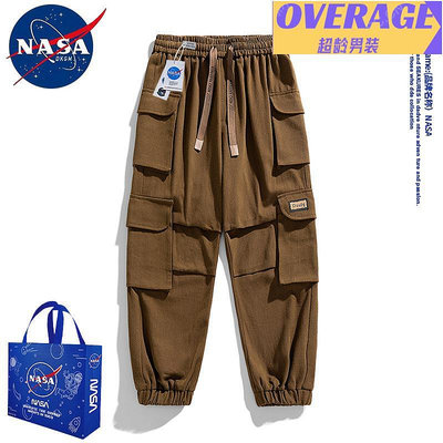 NASA多口袋工裝褲子男2023新款美式潮牌春秋寬松束腳運動休【超齡男裝】