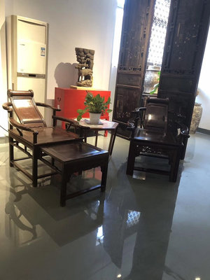 【二手】清.紅木躺椅 新加坡回流古舊家具，躺椅，材質是大紅酸枝，12764【銅都古董】古玩 收藏 古董