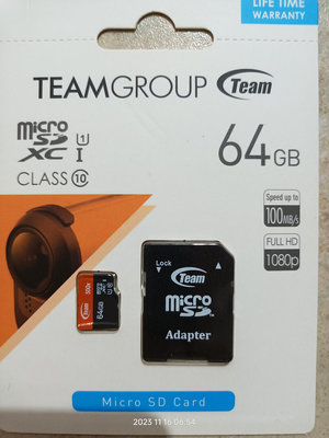 TEAM記憶卡64G，micro sd