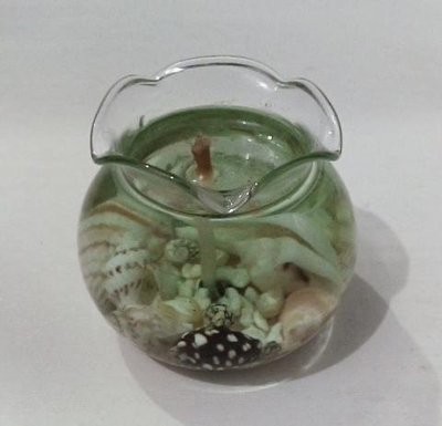 【1188】蠟燭 燭台 玻璃 貝殼 飾品 透明果凍蠟 水晶蠟 二手