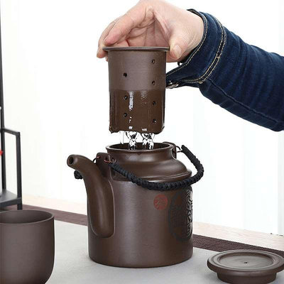 紫砂壺宜興防燙過濾陶瓷家用大號容量功夫茶具帶濾網耐高溫泡茶器