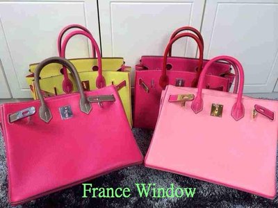 France Window愛馬仕 柏金包 HERMES BIRKIN 5P櫻花粉 拼 糖果粉 金扣 EPSOM皮30CM