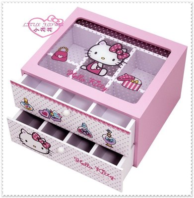 小花花日本精品♥ Hello Kitty  珠寶抽屜盒  飾品盒  收納盒  粉色側姿點點 珠寶盒00802901