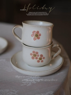 vintage古董咖啡杯｜英國Denby中古手繪小紅花咖啡杯