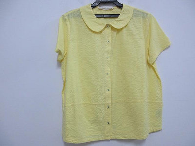 日系專櫃 a la sha 正黃色泡泡棉圓領短袖襯衫