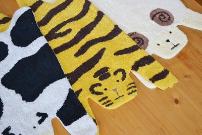 米可家飾~日本進口 zakka臥室手工地毯書房衣帽間樓梯地墊獅子老虎貓牛鹿羊地毯手工地毯