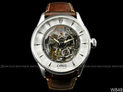 金鐸精品~W848 ORIS 豪利時 Artelier藝術家系列鏤空40mm自動上鍊男用腕錶