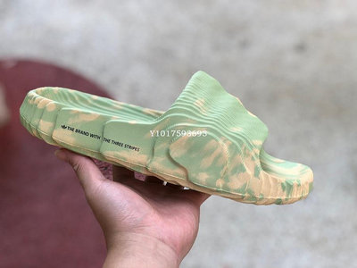 【小明潮鞋】Adidas Adilette 22 新款 3D打印 綠黃 波浪紋 休閒耐吉 愛迪達