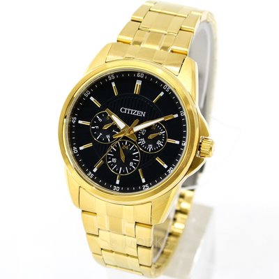 現貨 可自取 CITIZEN AG8342-52L 星辰錶 手錶 42mm 金錶殼 黑面盤 金色鋼錶帶 金錶 男錶女錶