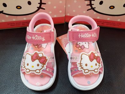 [kiki鞋舖] 春夏三麗鷗Sanrio Hello Kitty 大頭照型魔鬼瞻運動涼鞋可愛涼鞋桃粉色台灣製